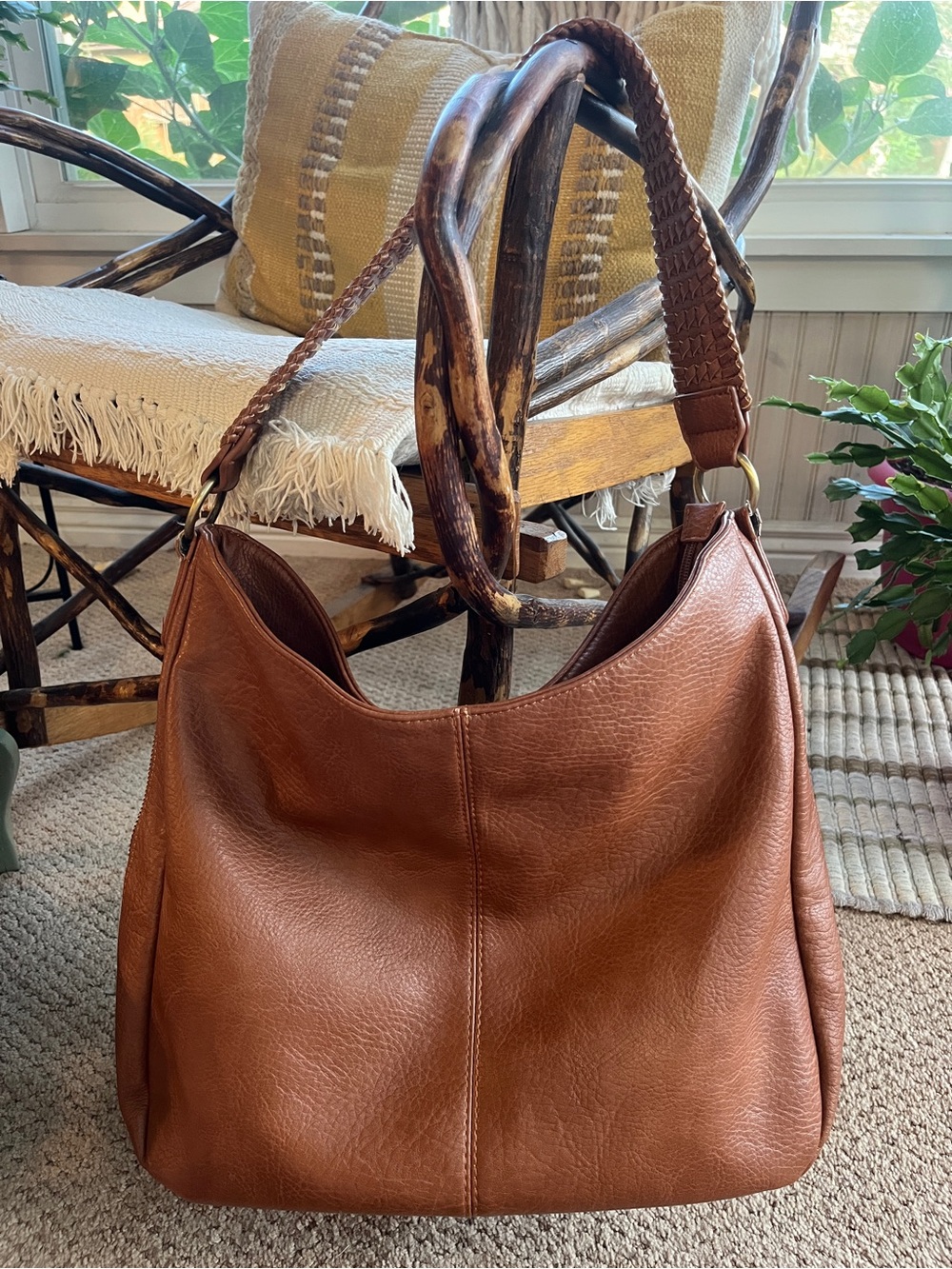 Sasha+Sofi Ravenna Vegan Leather Hobo Bag with Braided Strap